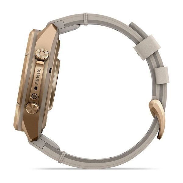 Смарт-годинник Garmin fenix 9 Pro (43 мм) inReach осінньо-золотистий титан/слонова кістка зі шкіряним ремінцем 010-04335-41 фото