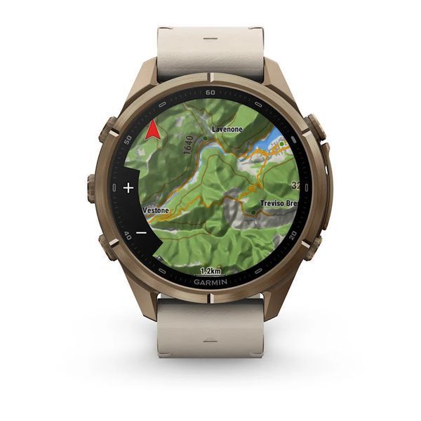 Смарт-годинник Garmin fenix 9 Pro (43 мм) inReach осінньо-золотистий титан/слонова кістка зі шкіряним ремінцем 010-04335-41 фото