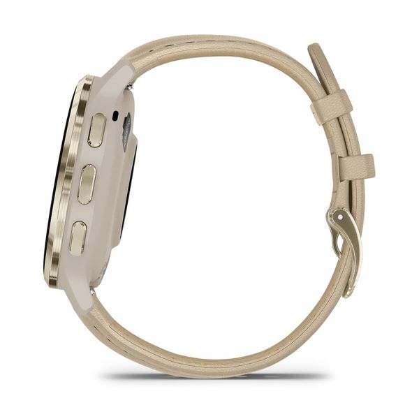 Смарт-годинник Garmin Venu 3s французький сірий із золотистим сталевим безелем і шкіряним ремінцем 010-02785-55 фото