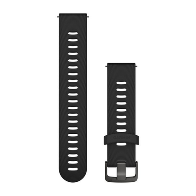 Быстросменные ремешки Garmin силиконовые (20 мм) черные с фурнитурой грифельного цвета (для Forerunner 645) 010-11251-1G фото