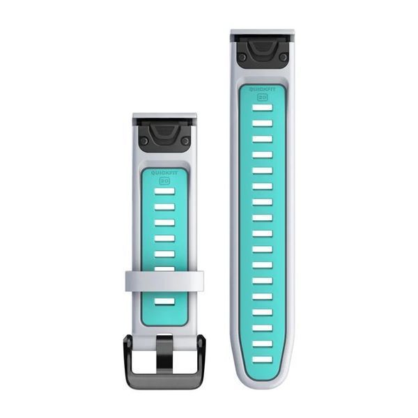 Ремешки для часов Garmin QuickFit 20 силиконовые цвета белый камень/аква 010-13279-07 фото