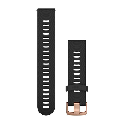 Быстросменные ремешки Garmin силиконовые (20 мм) черные с розово-золотистой фурнитурой (для Forerunner 645) 010-11251-1H фото