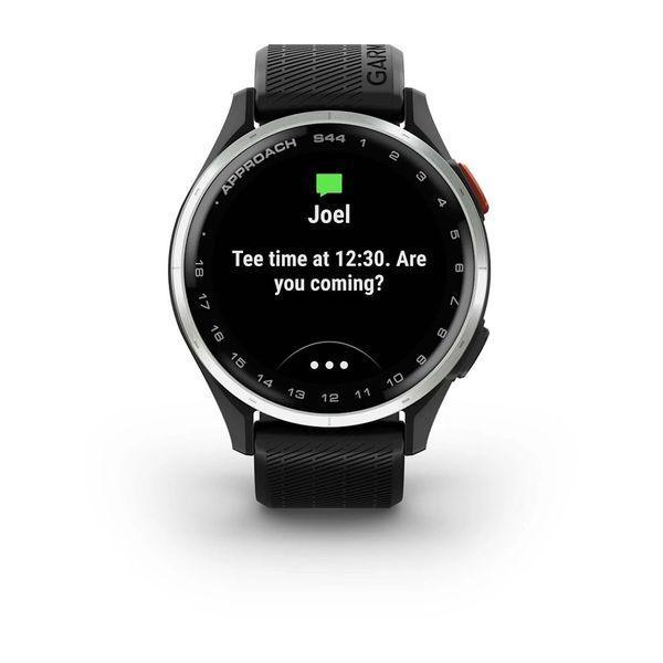 Смарт-годинник Garmin Approach S44 зі сріблястим алюмінієвим безелем та чорним ремінцем 010-03009-00 фото