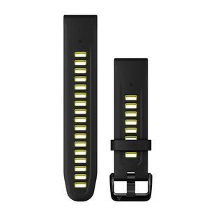 Ремешки для часов Garmin QuickFit 20 силиконовые черные/электрик-лайм 010-13279-03 фото