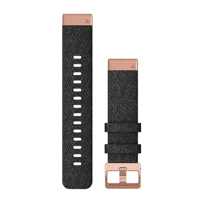 Ремешки для часов Garmin QuickFit 20 силиконовые, черные с розово-золотистой фурнитурой 010-12874-00 фото