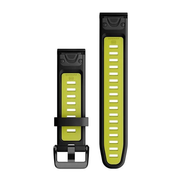 Ремінці для годинника Garmin QuickFit 20 силіконові чорні/електрік лайм 010-13279-03 фото