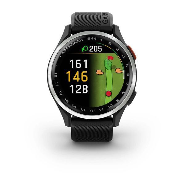 Смарт-годинник Garmin Approach S44 зі сріблястим алюмінієвим безелем та чорним ремінцем + датчики для гольфу Approach CT1 010-03009-02 фото