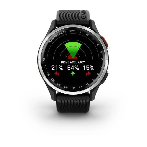 Смарт-годинник Garmin Approach S44 зі сріблястим алюмінієвим безелем та чорним ремінцем + датчики для гольфу Approach CT1 010-03009-02 фото