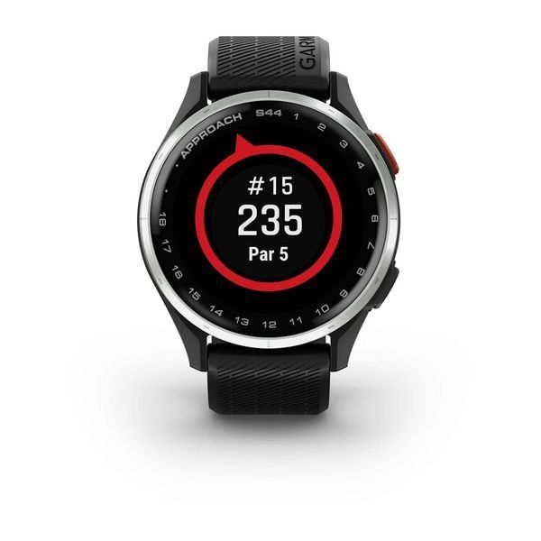 Смарт-годинник Garmin Approach S44 зі сріблястим алюмінієвим безелем та чорним ремінцем + датчики для гольфу Approach CT1 010-03009-02 фото