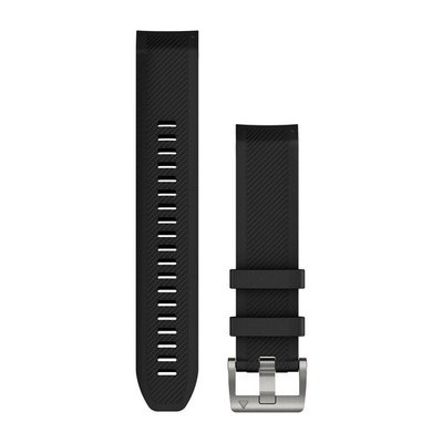 Ремінці для годинника Garmin QuickFit 22 силіконові, чорні зі сріблястою фурнітурою 010-12738-05 фото