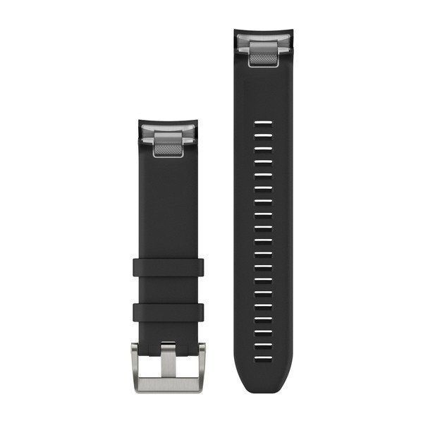 Ремінці для годинника Garmin QuickFit 22 силіконові, чорні зі сріблястою фурнітурою 010-12738-05 фото
