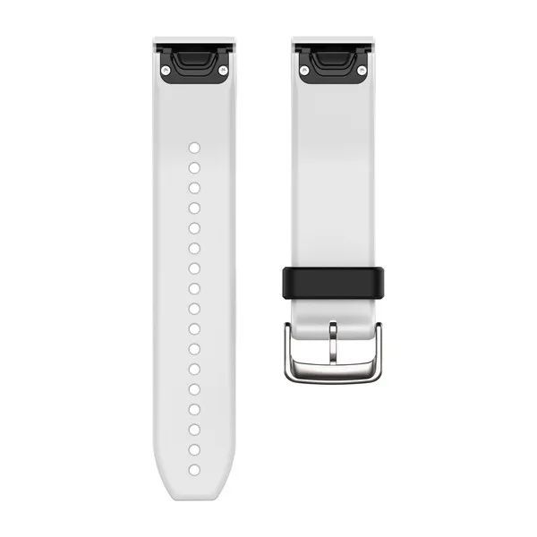 Ремінці для годинника Garmin QuickFit 22 силіконові, білі зі сріблястою фурнітурою 010-12500-01 фото