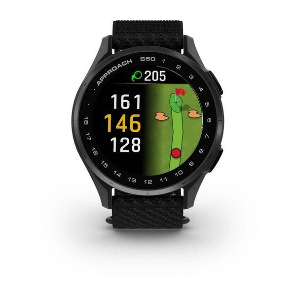 Смарт-годинник Garmin Approach S50 зі сланцевим алюмінієвим безелем та чорним нейлоновим ремінцем ComfortFit 010-03010-00 фото