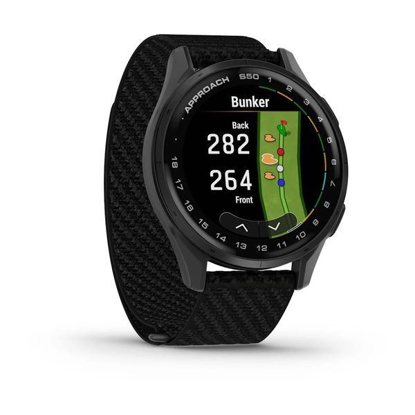 Смарт-годинник Garmin Approach S50 зі сланцевим алюмінієвим безелем та чорним нейлоновим ремінцем ComfortFit 010-03010-00 фото