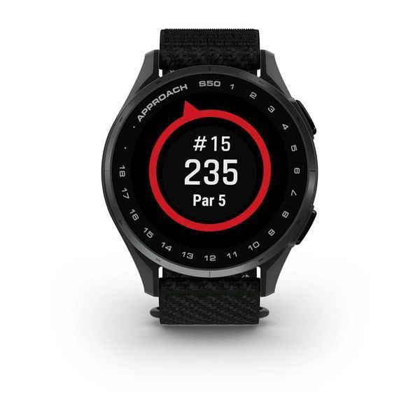 Смарт-годинник Garmin Approach S50 зі сланцевим алюмінієвим безелем та чорним нейлоновим ремінцем ComfortFit 010-03010-00 фото