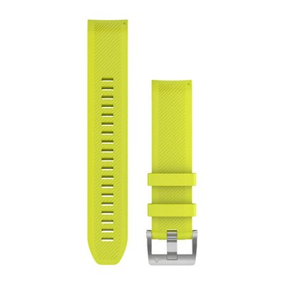 Ремінці для годинника Garmin QuickFit 22 силіконові, жовті зі сріблястою фурнітурою 010-12738-16 фото