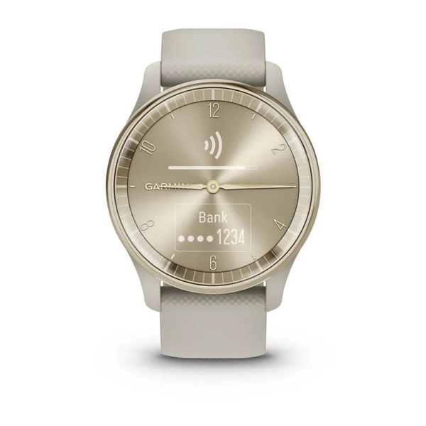 Смарт-годинник Garmin vivomove Trend з кремово-золотистим сталевим безелем, корпусом та ремінцем кольору французький сірий 010-02665-02 фото