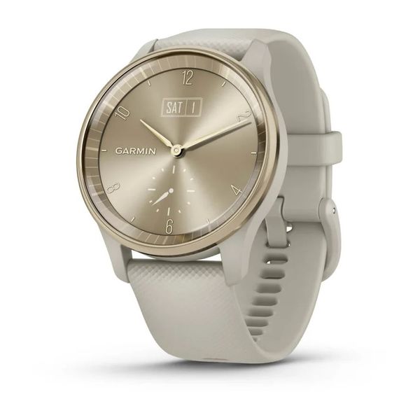 Смарт-часы Garmin vivomove Trend с кремово-золотистым стальным безелем, корпусом и ремешком цвета французский серый 010-02665-02 фото