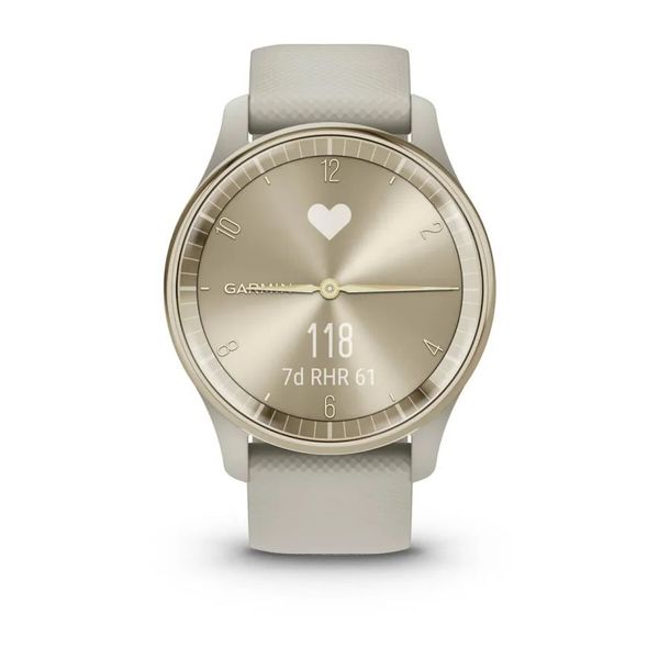 Смарт-годинник Garmin vivomove Trend з кремово-золотистим сталевим безелем, корпусом та ремінцем кольору французький сірий 010-02665-02 фото