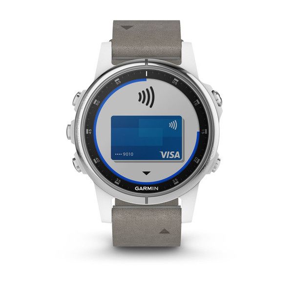 Смарт-годинник Garmin fenix 5S Plus Sapphire білий з сірим замшевим ремінцем 010-01987-05 фото