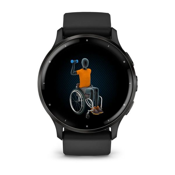 Смарт-годинник Garmin Venu 3 чорний зі сланцевим сталевим безелем і силіконовим ремінцем 010-02784-01 фото