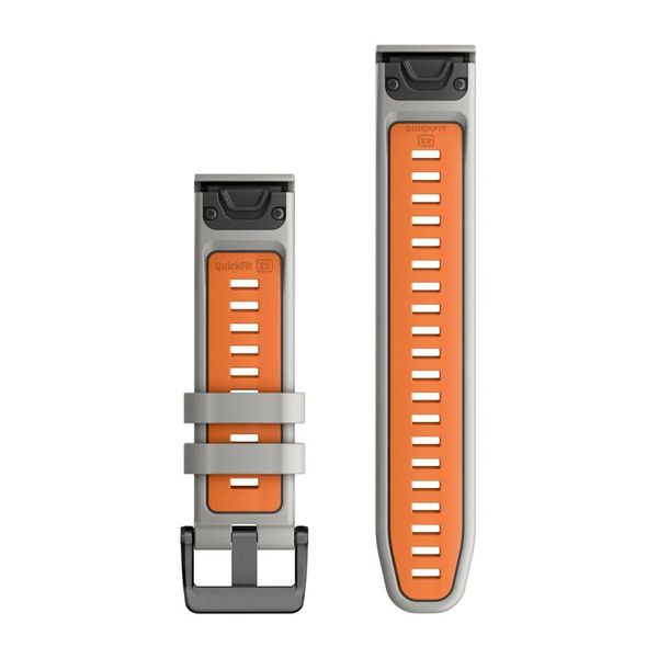 Ремінці для годинника Garmin QuickFit 22 силіконові, туманно-сірі/помаранчеві 010-13280-02 фото