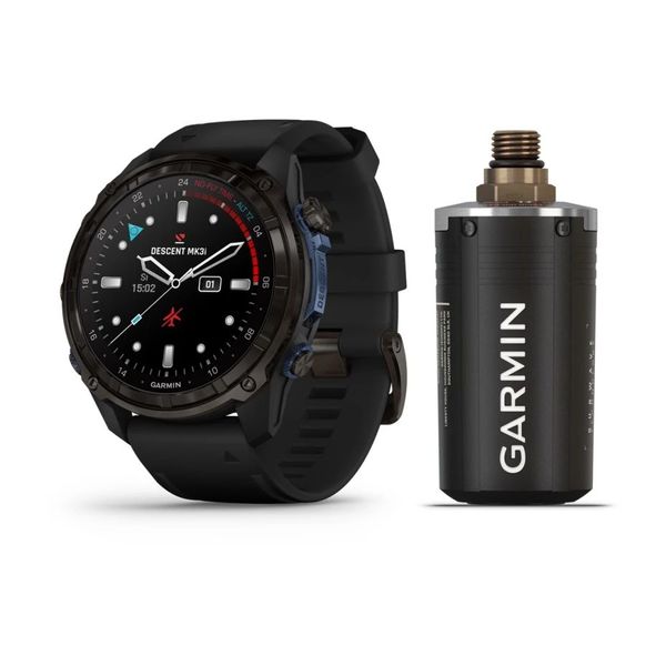 Смарт-годинник Garmin Descent Mk3i (51 мм) карбоново-сірий DLC титановий з чорним силіконовим ремінцем і Descent T2 Transceiver BNDL-DMK3-51CGDT2 фото