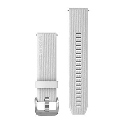 Швидкозмінні ремінці Garmin силіконові (20 мм) білі з фурнітурою із полірованого срібла 010-13114-01 фото
