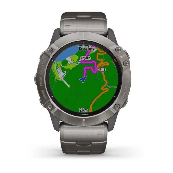Смарт-часы Garmin fenix 6X Pro Solar титановые серебристые с титановым браслетом 010-02157-24 фото