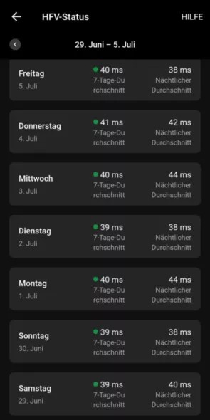 hfv-статус в garmin connect